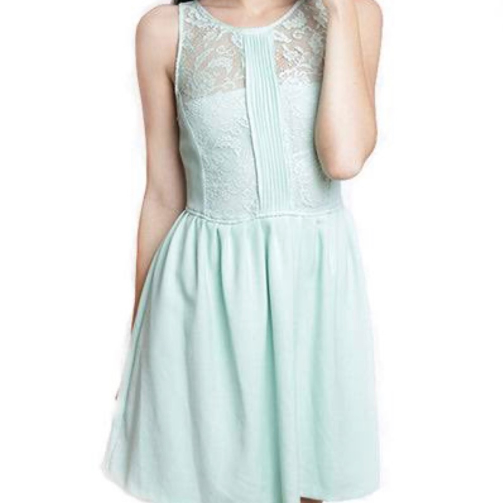Zara Mint Lace-Top Midi Dress